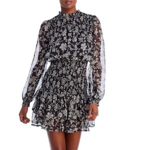 Aqua | Floral High Neck Mini Dress, M